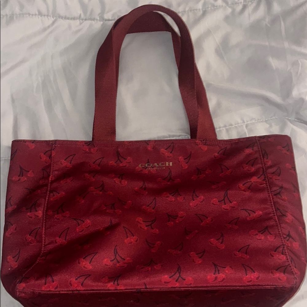 Coach Red Cherry Jacquard Tote